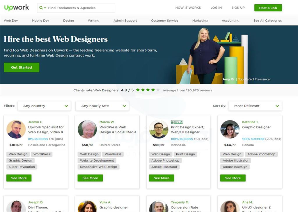 در این مطلب قصد داریم که کمی بیشتر در مورد شاخه طراحی وب در وب‌سایت Upwork صحبت کنیم و ببینیم که چه افرادی به‌عنوان بهترین فریلنسرهای این شاخه در حال فعالیت هستند. یکی از بهترین قابلیت‌های این سایت در معرفی فریلنسرهای محبوب و کاردان است، که چنین امری تنها با فعالیت درست و متداوم در این وب‌سایت محقق شده است و با استفاده از ابزارهای سنجش این وب‌سایت، می‌توان مهارت و تعهد یک فریلنسر را در این حوزه جویا شد. در ادامه به سراغ برخی از بهترین فریلنسرهای طراحی وب می‌رویم.




